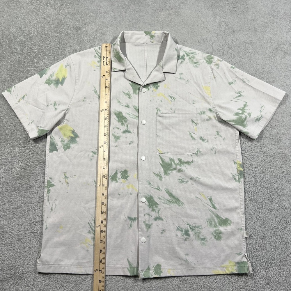 Lululemon Airing Easy Shirt Mens Large Camp Collar Diffuse Dye Print Snap Button - Picture 5 of 9